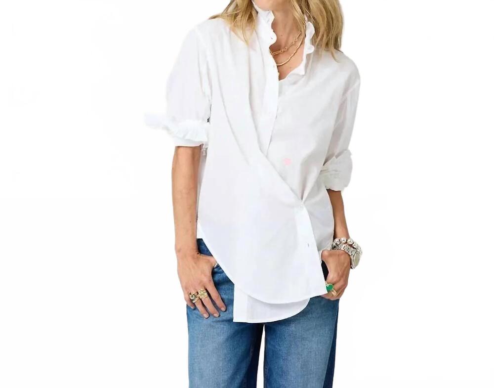 NEW KERRI ROSENTHAL mia ruffle shirt in white